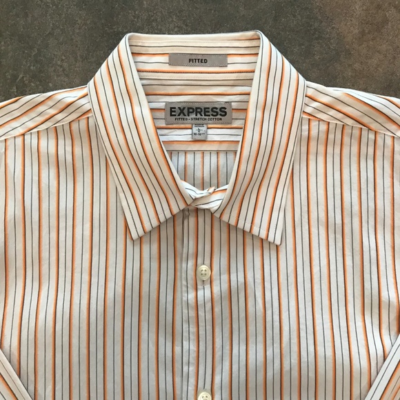 EXPRESS Long Sleeve Fitted Stripe Shirt, L - Picture 2 of 6